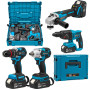 Trusa Profesionala German Meister 36V MAX, 4 Scule cu Acumulator, Rotopercutor SDS-Plus 26 mm, Autofiletanta, Cheie de Impact, Polizor Unghiular