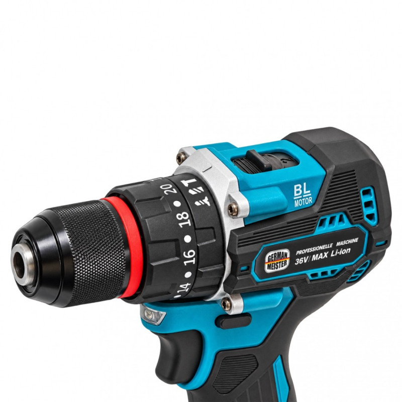 Trusă Profesionala German Meister 36V MAX, 4 Scule cu Acumulator, Rotopercutor SDS-Plus 26 mm, Autofiletanta, Cheie de Impact, Polizor Unghiular