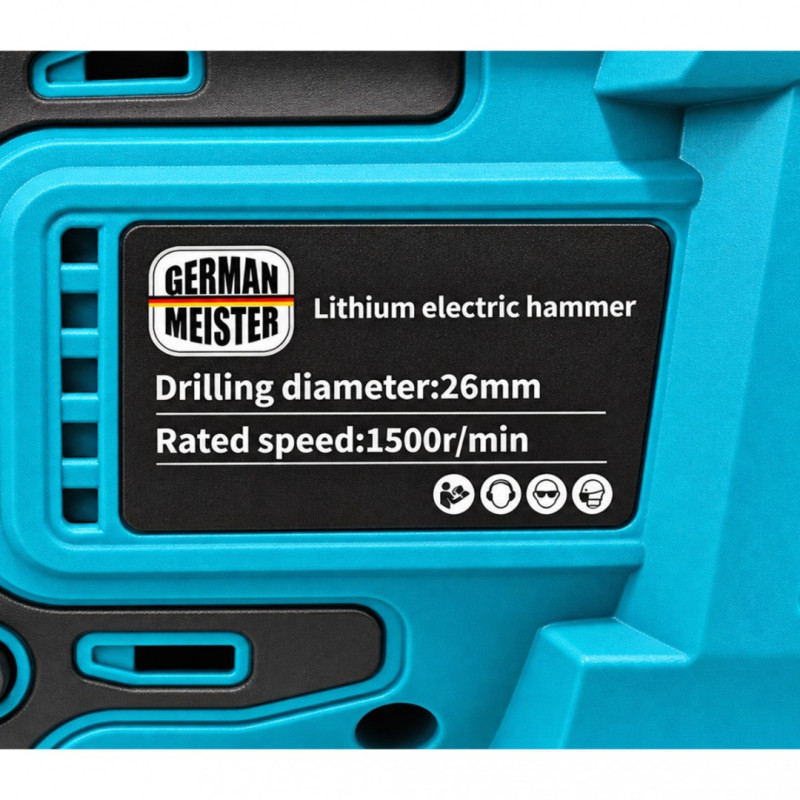 Trusă Profesionala German Meister 36V MAX, 4 Scule cu Acumulator, Rotopercutor SDS-Plus 26 mm, Autofiletanta, Cheie de Impact, Polizor Unghiular