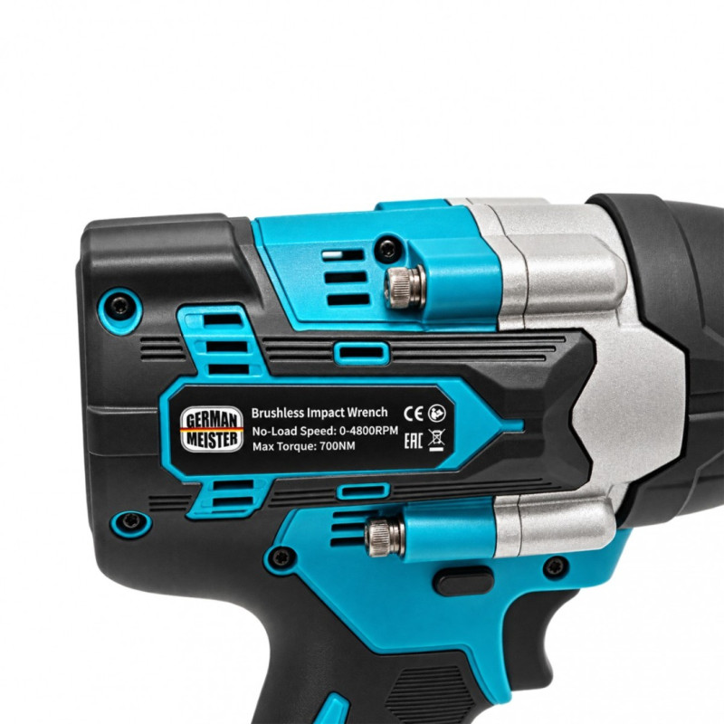 Cheie de Impact cu Acumulator German Meister 36V MAX, Brushless, 700 Nm, 4800 RPM, 2 Acumulatori 6Ah, Încarcator și Valiza