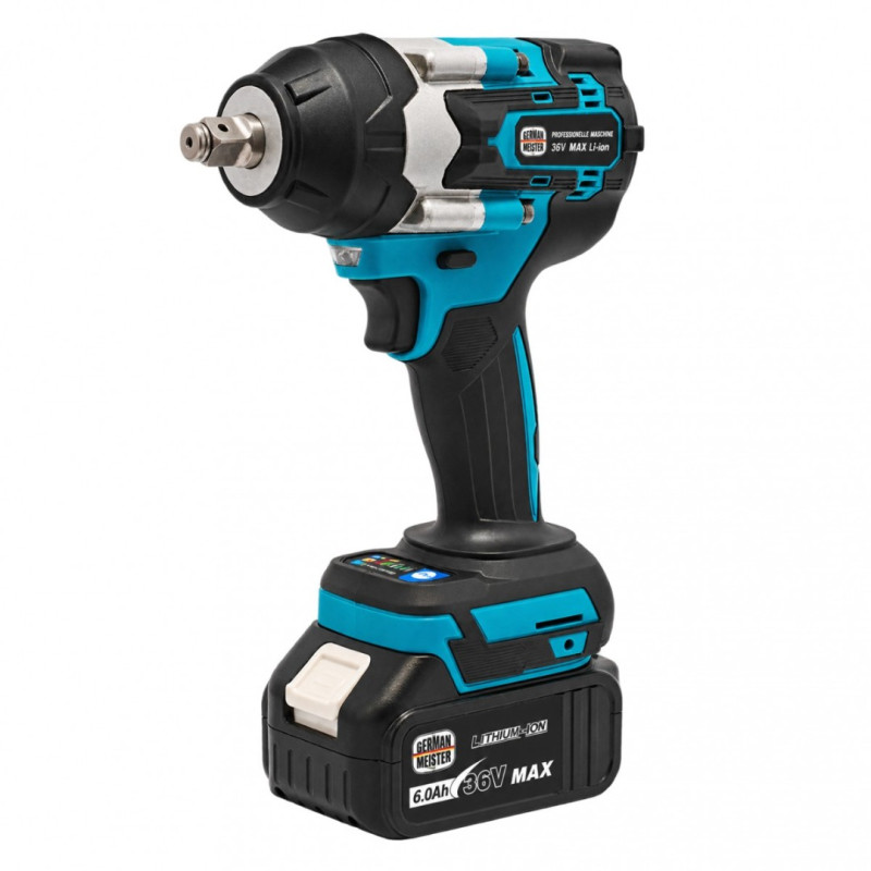 Cheie de Impact cu Acumulator German Meister 36V MAX, Brushless, 700 Nm, 4800 RPM, 2 Acumulatori 6Ah, Încarcator și Valiza
