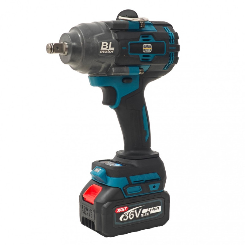 Cheie de Impact Profesionala German Meister Brushless 36V / 6Ah - XGT, 1000 Nm, Mandrina 1/2"