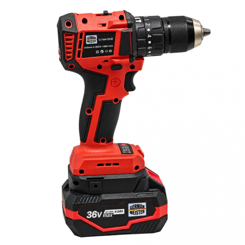 Trusă Scule cu Acumulator German Meister 36V, 4 în 1 – Autofiletanta + Rotopercutor + Flex 125 mm + Cheie Impact 600 Nm, 3 Acumulatori 4Ah, 2 Incarcatoare
