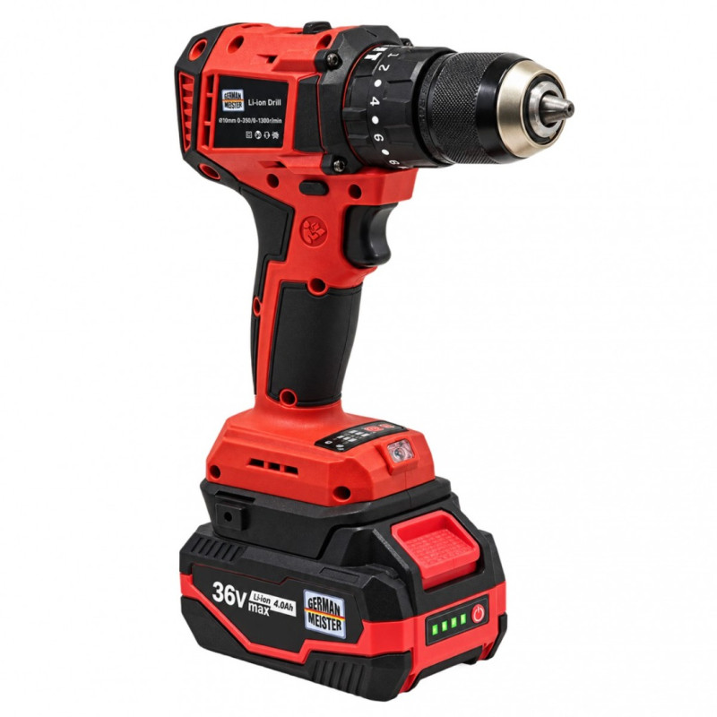 Trusă Scule cu Acumulator German Meister 36V, 4 în 1 – Autofiletanta + Rotopercutor + Flex 125 mm + Cheie Impact 600 Nm, 3 Acumulatori 4Ah, 2 Incarcatoare