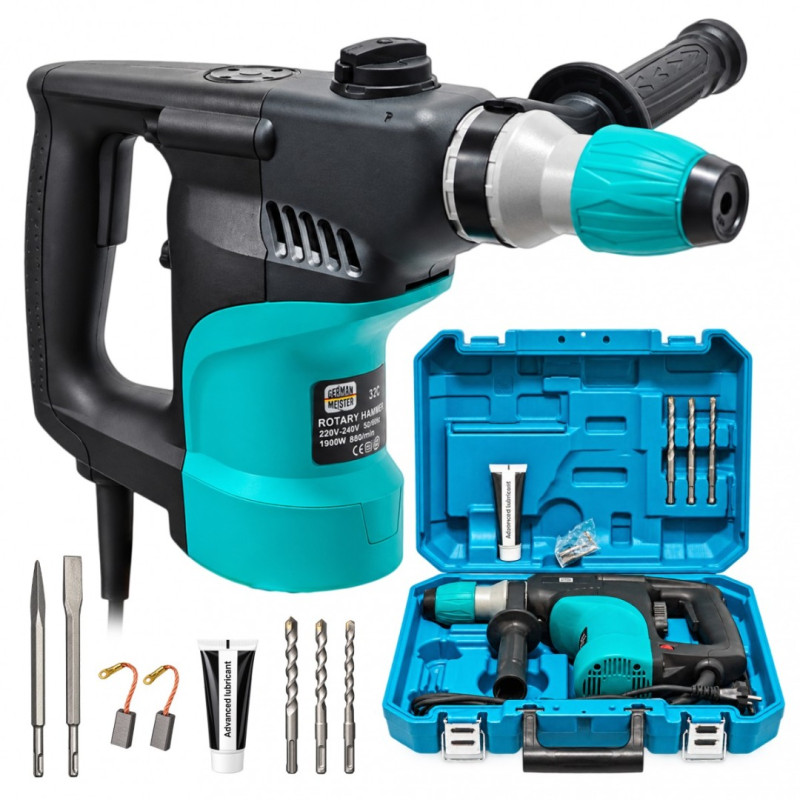 Ciocan Rotopercutor German Meister 32C, 1900W, 880 rpm, SDS, cu Maner Auxiliar si Valiza de Transport