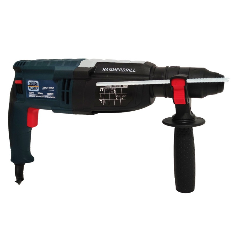 Ciocan rotopercutor , German Meister 28 mm , Model mou , 1200 W , Accesorii incluse , 2 mandrine , 1300 rpm