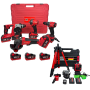 Pachet Profesional German Meister – Trusa 4 in 1 Brushless cu 3 Acumulatori 36V 8Ah + Nivela Laser 4D 360° Verde cu Trepied și Accesorii.
