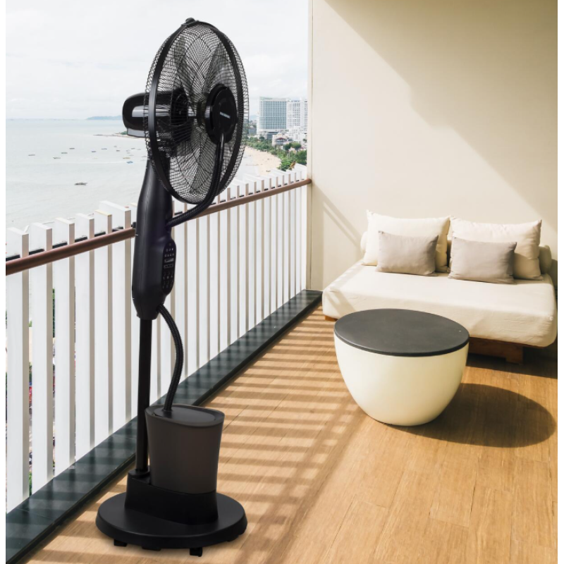 Ventilator umidificator Hausberg HB-5601NG, 75W, 16 inch, 3 viteze, timer 7.5h, rezervor 2.8L, LCD, telecomanda