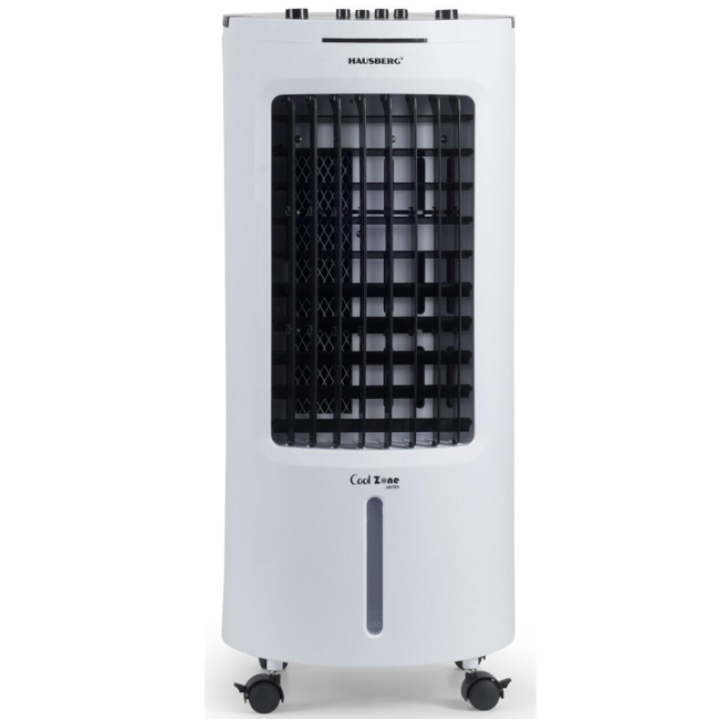 Racitor de aer portabil Hausberg HB-5962AB, 65–80W, rezervor 7.8L, 3 viteze, oscilatie 60°, pachet gheata inclus, alb