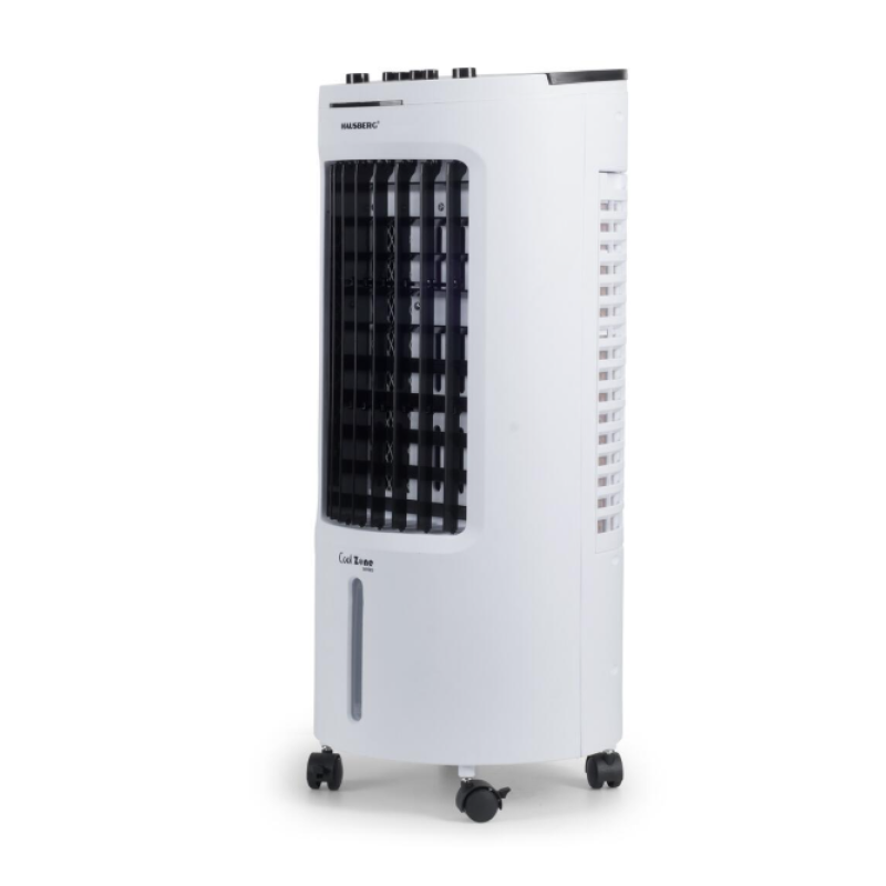 Racitor de aer portabil Hausberg HB-5962AB, 65–80W, rezervor 7.8L, 3 viteze, oscilatie 60°, pachet gheata inclus, alb