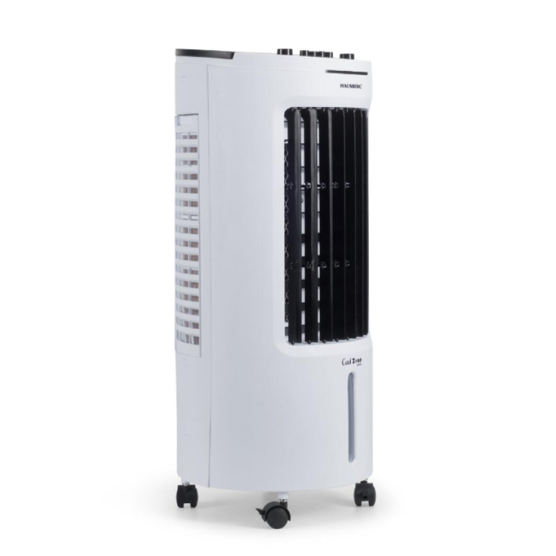 Racitor de aer portabil Hausberg HB-5962AB, 65–80W, rezervor 7.8L, 3 viteze, oscilatie 60°, pachet gheata inclus, alb