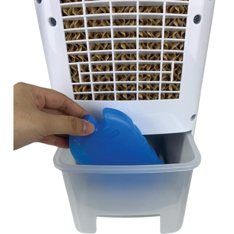Ventilator cu racire si umidificare Hausberg HB-5955, 3 viteze, temporizator 12h, rezervor 4L, telecomanda, alb