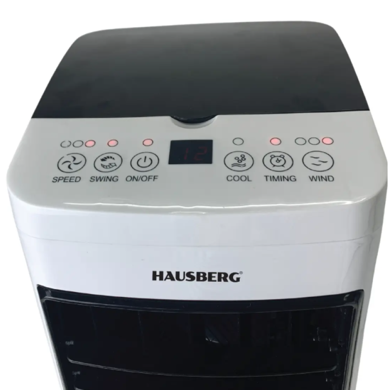 Ventilator cu racire si umidificare Hausberg HB-5955, 3 viteze, temporizator 12h, rezervor 4L, telecomanda, alb