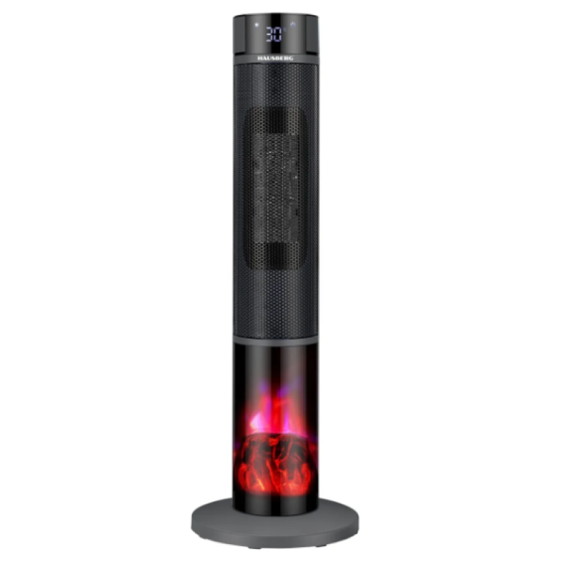 Semineu Electric Digital Tip Turn HAUSBERG HB-8228NG, 2000W, efect de flacara, protectie la rasturnare, termostat, telecomanda