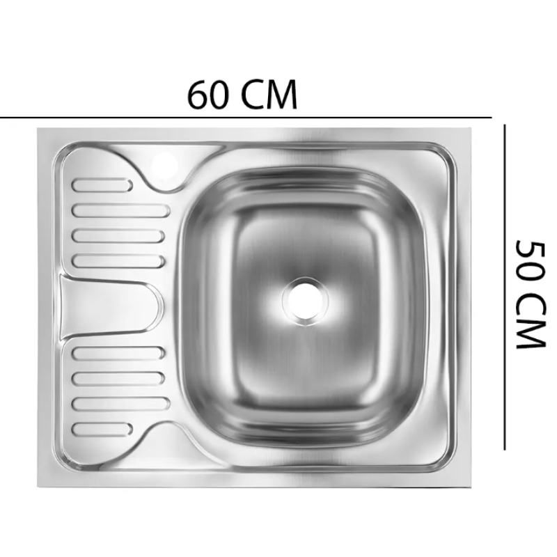 Chiuveta bucatarie pentru masca SANITEC S402D, 60x50 cm, Cuva Dreapta, 0.4 mm, Inox