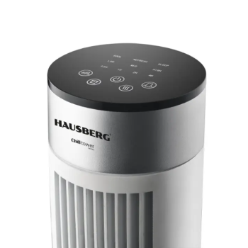 Ventilator turn Hausberg HB-5952AB, 55W, 38 inch, 3 viteze, temporizator 24h, LED, oscilatie, telecomanda, alb