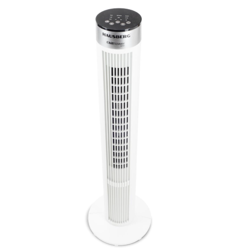 Ventilator turn Hausberg HB-5952AB, 55W, 38 inch, 3 viteze, temporizator 24h, LED, oscilatie, telecomanda, alb