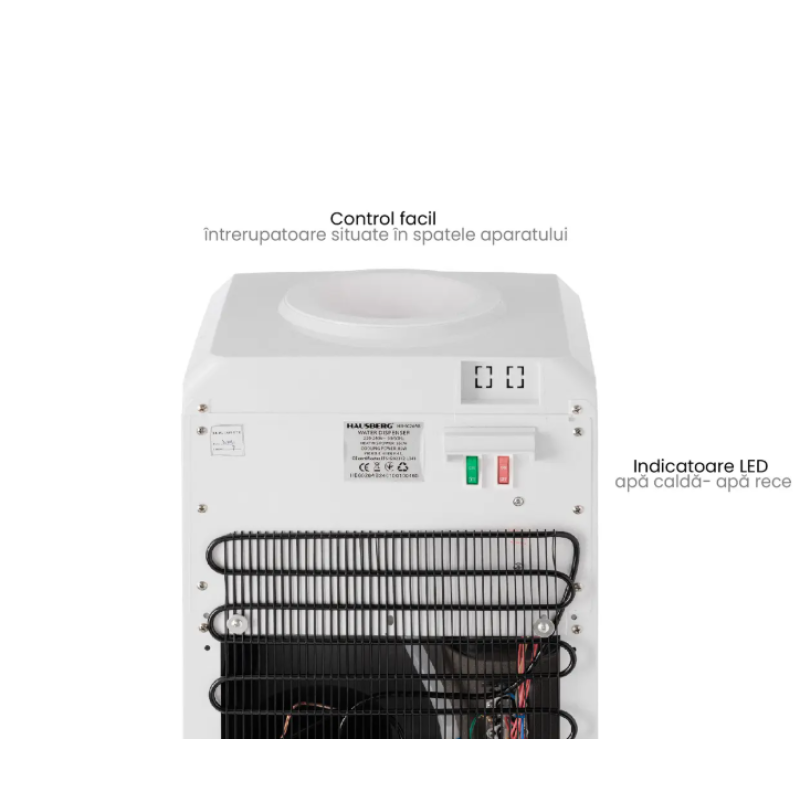 Dozator apa Hausberg HB-6026AB, putere incalzire 550 W, putere racire 80 W, indicatoare LED pentru apa calda si rece, termostat automat, Alb