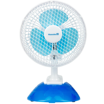 Ventilator birou Hausberg HB5550, 15W-20W, 15 cm, 2 viteze, alb-albastru