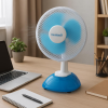 Ventilator birou Hausberg HB5550, 15W-20W, 15 cm, 2 viteze, alb-albastru