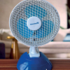 Ventilator birou Hausberg HB5550, 15W-20W, 15 cm, 2 viteze, alb-albastru