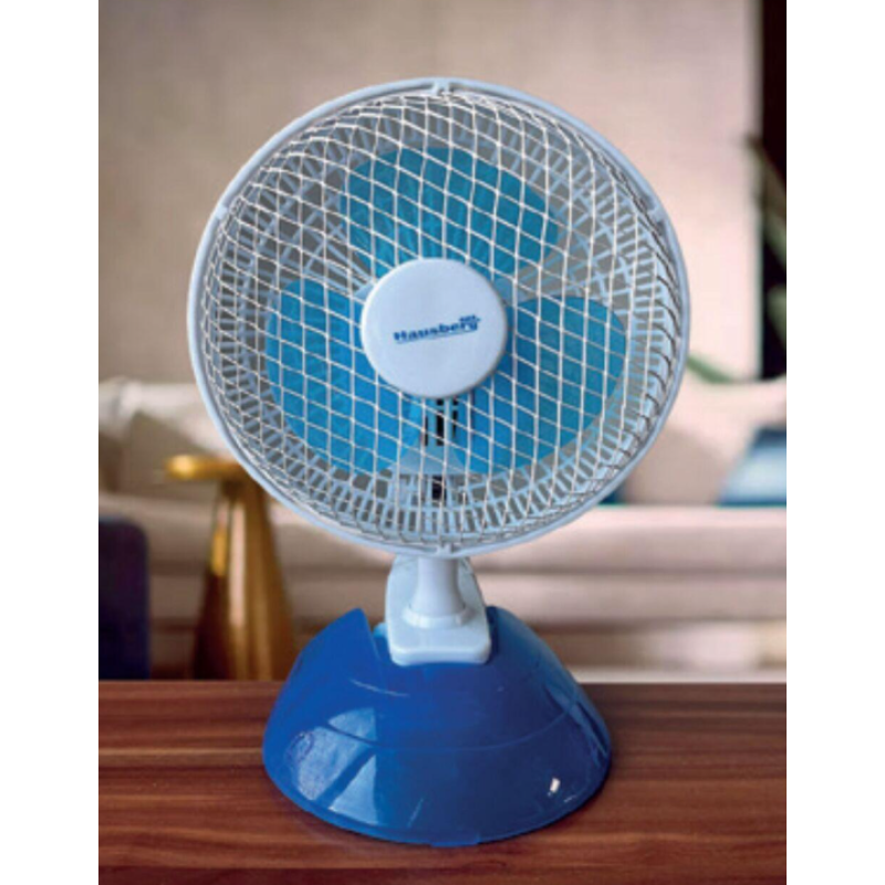 Ventilator birou Hausberg HB5550, 15W-20W, 15 cm, 2 viteze, alb-albastru