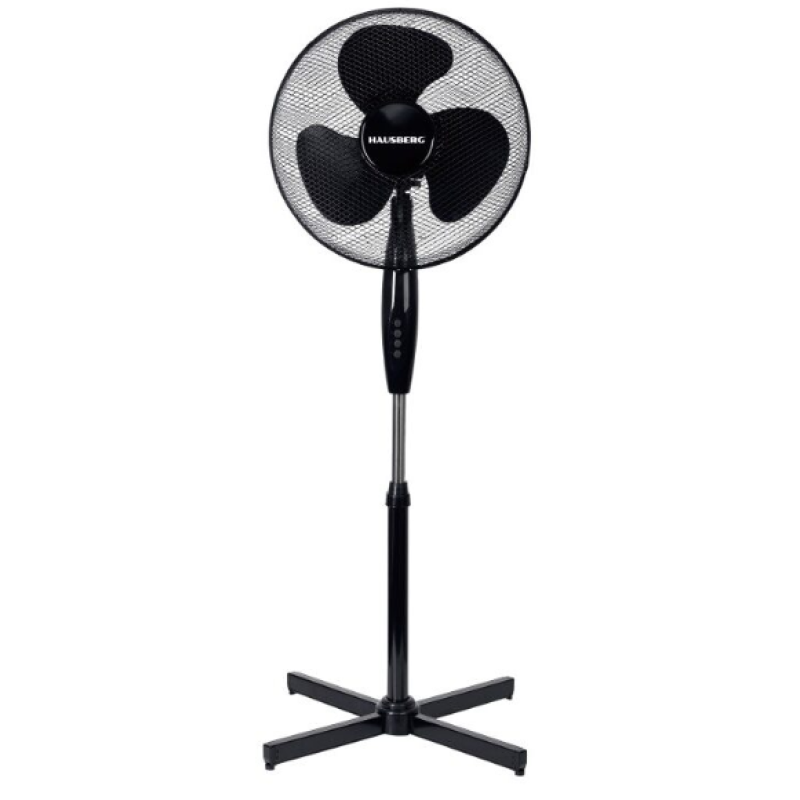 Ventilator cu picior 16 inch HAUSBERG HB5100NG, 40–55W, 3 viteze, oscilatie 80 grade, motor silentios, reglabil