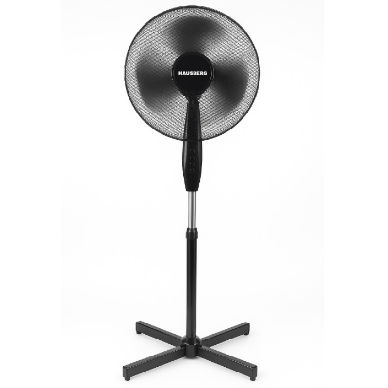 Ventilator cu picior 16 inch HAUSBERG HB5100NG, 40–55W, 3 viteze, oscilatie 80 grade, motor silentios, reglabil
