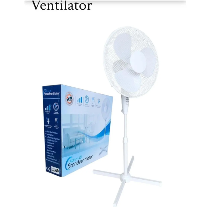 Ventilator cu picior VEN-2, 50W, 40 inch, 3 viteze, inaltime reglabila, alb