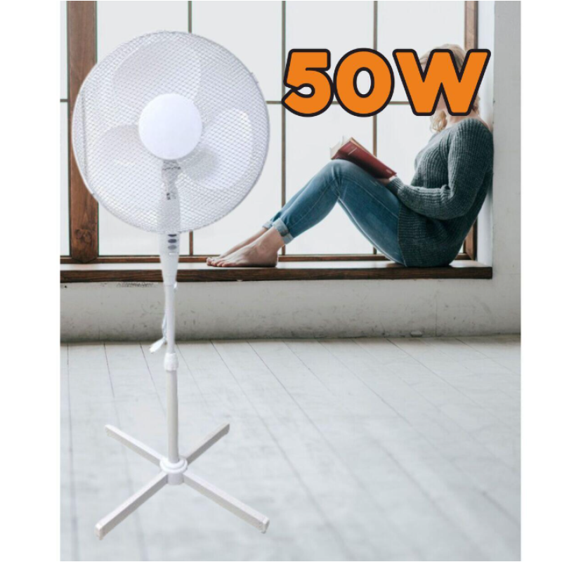 Ventilator cu picior VEN-2, 50W, 40 inch, 3 viteze, inaltime reglabila, alb