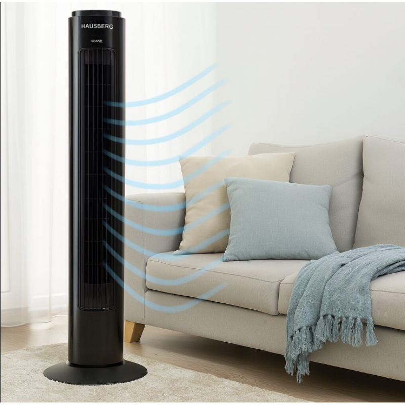 Ventilator Turn HAUSBERG HB-5950NG, 40-50W, 2 moduri de functionare, 3 viteze, baza rotativa, Negru