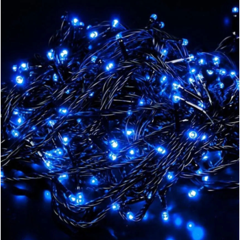 Instalatie Exterior 200 Leduri, 8m, Fir Gros Verde, Albastru