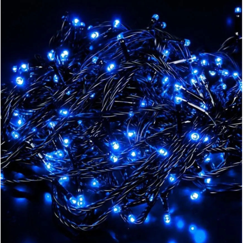 Instalatie Exterior 200 Leduri, 8m, Fir Gros Verde, Albastru