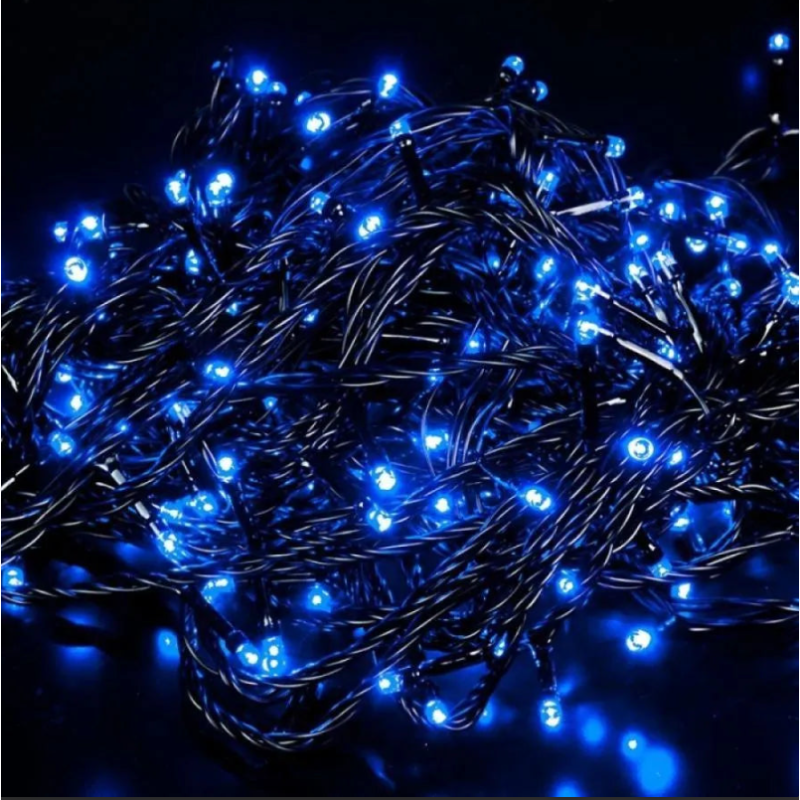 Instalatie Exterior 200 Leduri, 8m, Fir Gros Verde, Albastru