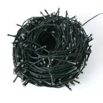 Instalatie Exterior 180 Leduri, 8 m, Fir Negru, Alb