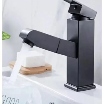 Baterie Lavoar cu Dus Extractabil, Alama Sanitara, Negru, OD/2041