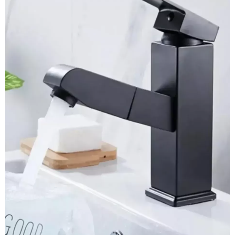 Baterie Lavoar cu Dus Extractabil, Alama Sanitara, Negru, OD/2041