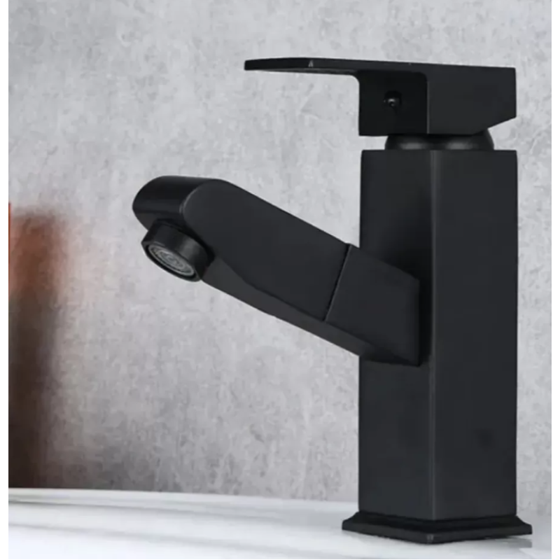 Baterie Lavoar cu Dus Extractabil, Alama Sanitara, Negru, OD/2041