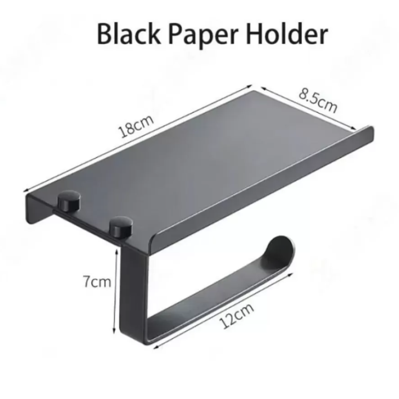 Suport Hartie Igienica cu Suport Telefon/Parfum Negru GJ601