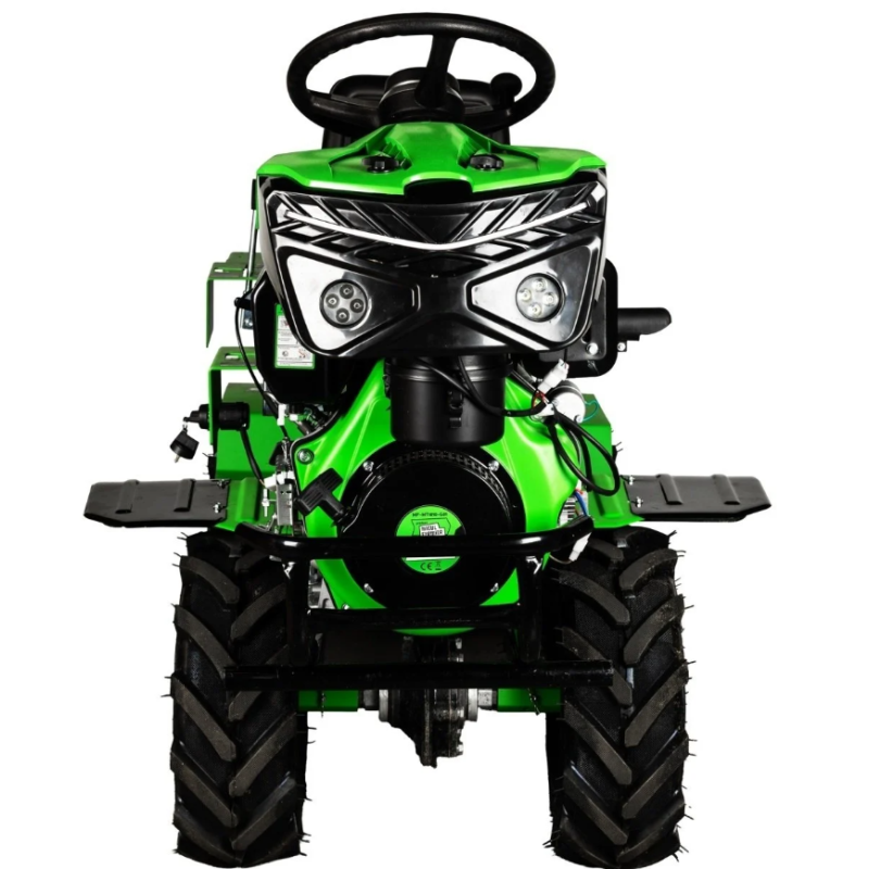 Motocultivator Ride-On Micul Fermier, 17CP, capacitate cilindrica 530 CC, motor 4 timpi, 4X4, 4 viteze, 2 cutii de viteze, pornire electrica, sistem hidraulic