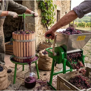 Pachet zdrobitor-desciorchinator struguri manual Micul Fermier , 300 kg/h + Teasc Struguri, 32 litri, GF-1710
