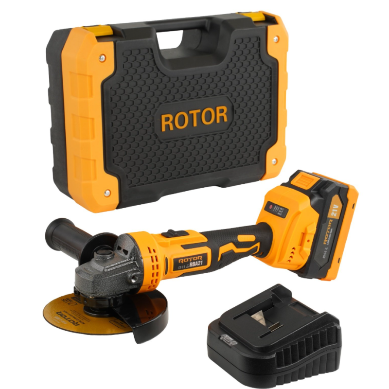 Polizor unghiular cu variator, ROTOR RBA21,8500 RPM, cu acumulator 21 V /3 Ah