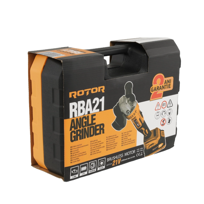 Polizor unghiular cu variator, ROTOR RBA21,8500 RPM, cu acumulator 21 V /3 Ah
