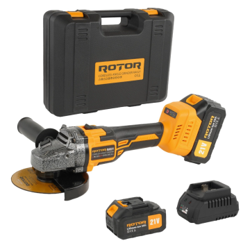 Polizor unghiular pe acumulator ROTOR RAG21 21V/3 Ah,820 W ,8500 rot/min,Brushless