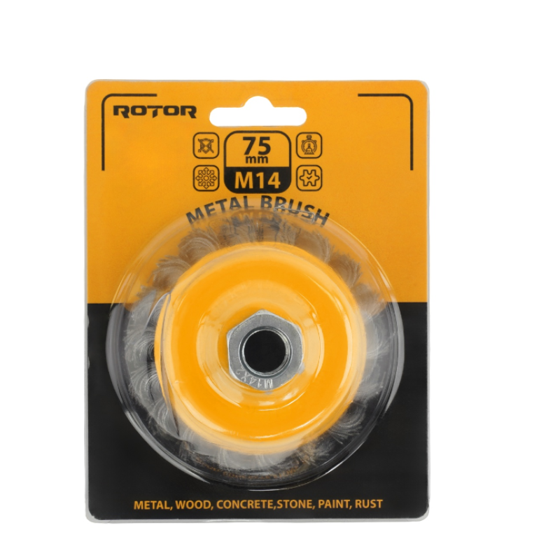 Perie de sarma tip cupa cu noduri rasucite ROTOR 75mm M14