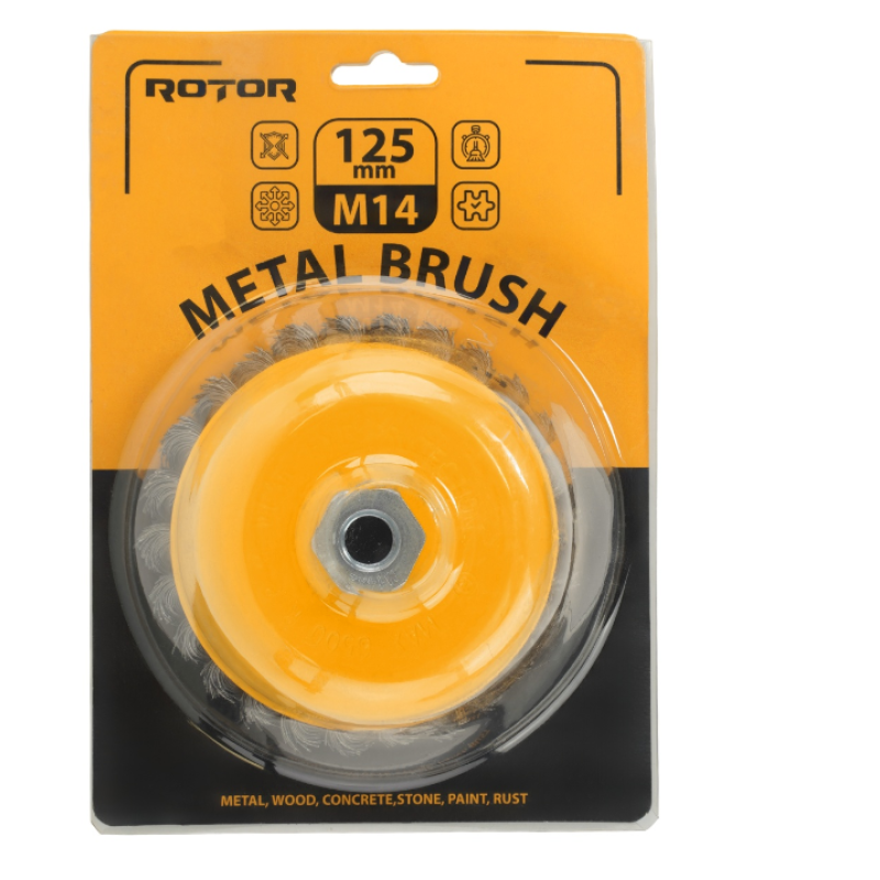 Perie de sarma tip cupa cu noduri rasucite ROTOR 125mm M14