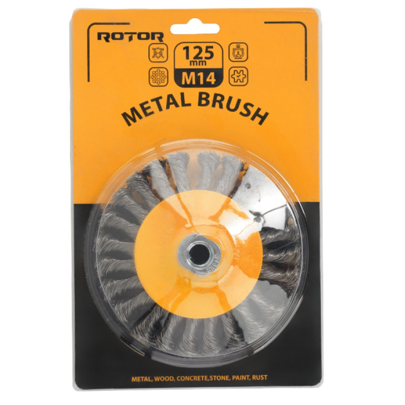 Perie de sarma conica cu noduri ROTOR 125mm M14