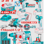 TOTAL - SET 5 UNELTE - 20V - CU 2 ACUMULATORI 4.0Ah SI INCARCATOR (INDUSTRIAL)
