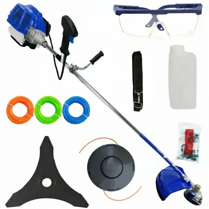 Motocoasa benzina Ural 8.5 CP, 52cmc, 12000rpm, 8 accesorii incluse , carcasa albastra