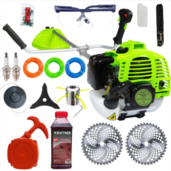 Motocoasa benzina Ural 8.5 CP, 52cmc, 12000rpm, 15 accesorii incluse , carcasa verde